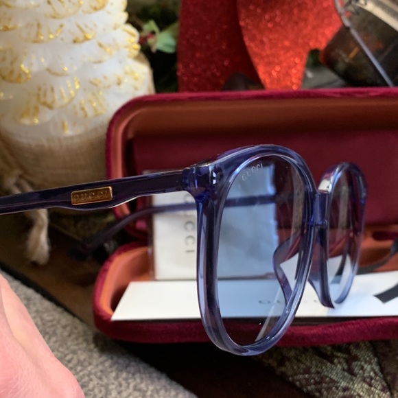 Auth.GUCCI 57 square transparent acetate logo UNISEX sunglasses - Picture 11 of 12